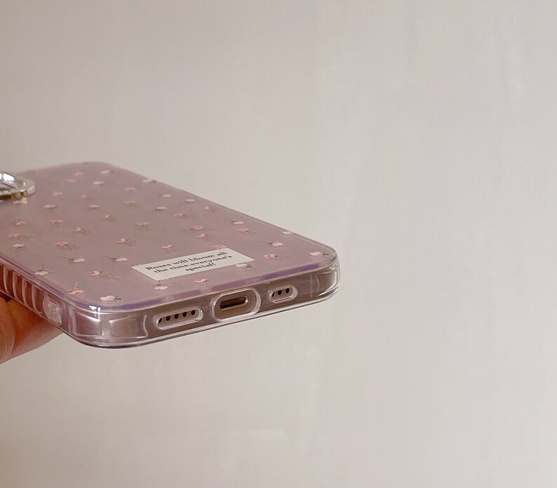 Lovely iPhone 15/14/13/12/MAX case/Flowers/Shiny Lase White/Pink TPU Cover with beads Bow Chain/Beads/Heart/Cute/Gift/ image 5