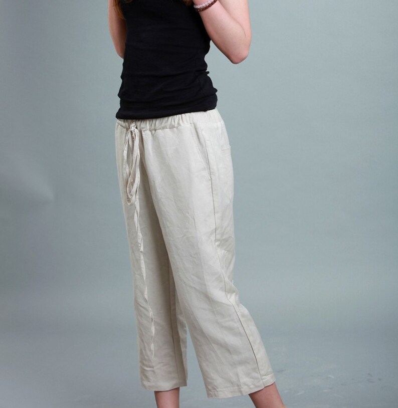 elastic waist linen pants / 22 Colors/ Any Size/ RAMIES image 4