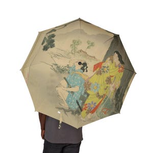 Vintage Style Foldable Lotus Blossom Umbrella with Japanese Design