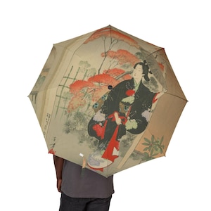 Vintage Floral Art Umbrella with Japanese Design