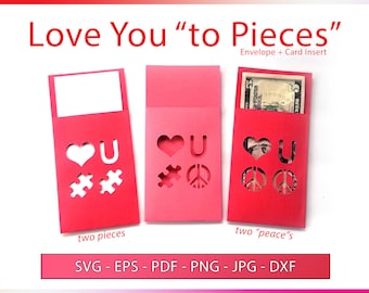 SVG Mother's Day Card, Cut File for Birthday Card. Heart, Puzzle Pieces, & Peace Sign. (svg eps ai pdf png jpg dxf)