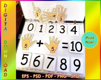 Addition Fingers Busy Book Activity - Instant Digital Download. (eps psd pdf png jpg svg)