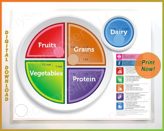 MyPlate Food Tracker. Printable Visual with USDA Dietary | Etsy
