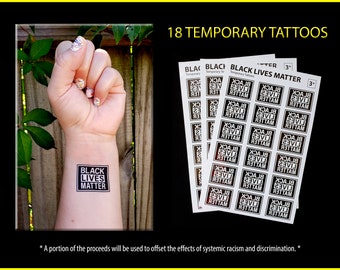 18x BLM Temporary Tattoos. Black Lives Matter.