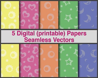 5 Seamless Digital Paper. Instant download. *Commercial Use Okay*