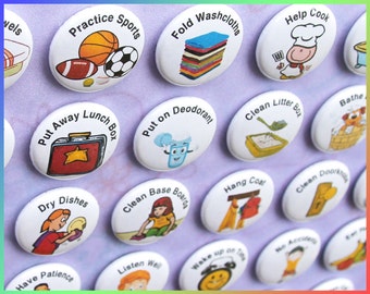 35 Chores Magnets. To Do List. 1" Magnetic Round Refrigerator Buttons Badges Lot Set. Chore Chips. Rubber Magnets (bv004c e1) Rubber Magnets