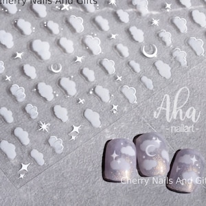 white cloud , star , moon NAIL STICKER