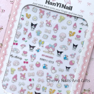 Japanese kawaii nail sticker bunny rabbit, nail art supply, pastel baby pink, cute gift
