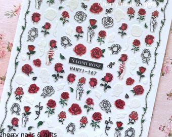 red rose Nail sticker