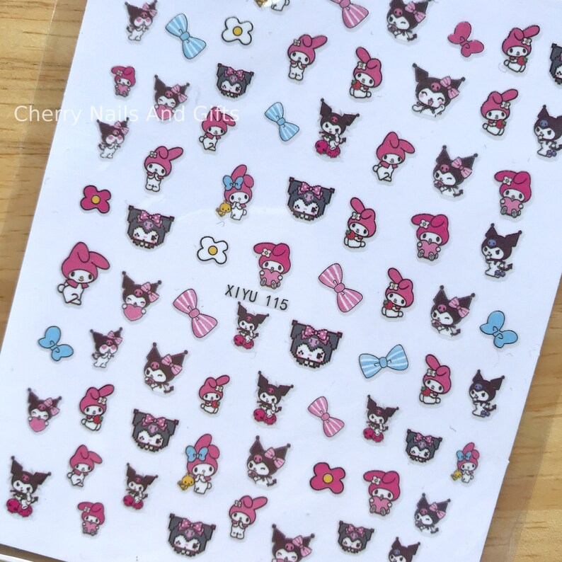 Kawaii My Melody & Kuromi Japanese Nail Art Sticker Etsy Finland