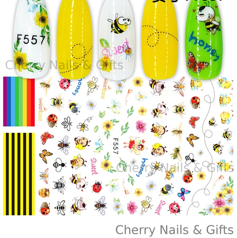 Nail art sticker decal bee image 0