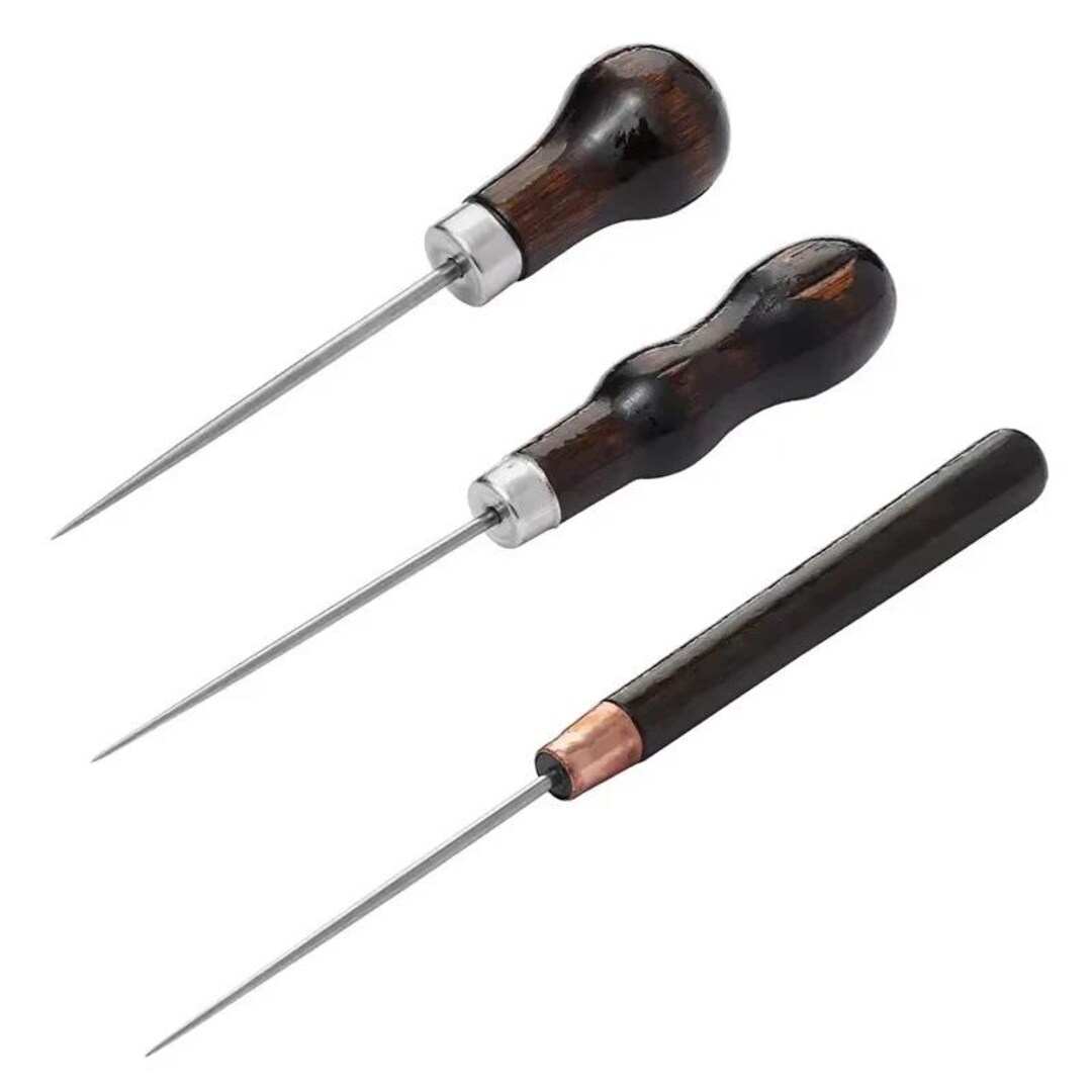 Pin Packet Awl Pin Wood Handle Sewing Awl Kit 3pcs – Leather Stitching Punch & Scratch Pin ...