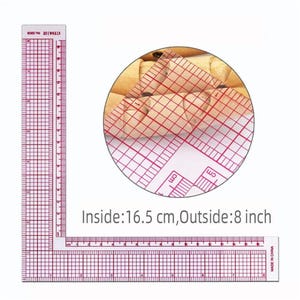 L-Type Ruler for Quilting and Sewing: Patchwork, Clothing Cutting Tools (8 inch)