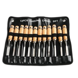Wood Carving Hand Chisel Tool Set Woodworking Professional Gouges Consruction An Carpentry, 12pcs black Tools