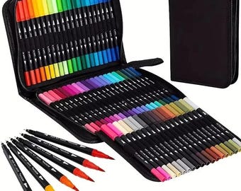 Dual Tip Watercolor Marker Set for Drawing & Crafts – Bright Colors, Long-Lasting Art Pens Gift