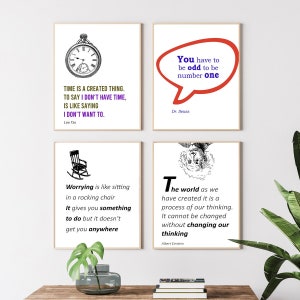 Quotes wall art digital download: Bundle of 4 printable inspirational quotes about life for home or office.