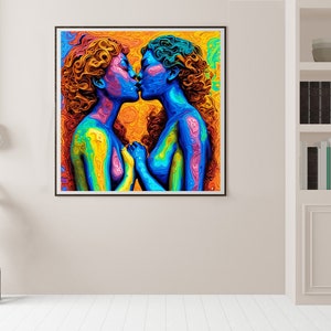 Embrace Diversity: Captivating Digital LGBT Lesbian Art 4 Pride Month | Sexy Lesbians | Lesbian Couple | psychedelic art | Pride month gift