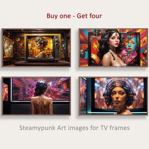 Samsung Frame TV Art Steampunk Bundle Set of 4 | Digital Wall Art | Modern Frame TV Art