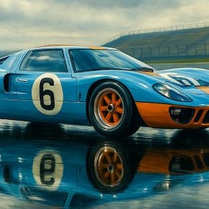 1969 Ford GT40 Digital Painting - The legendary racecar that beat Ferrari at Le Mans