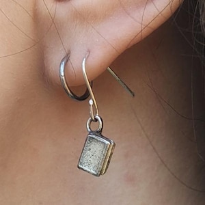 Handmade Tiny Miniature Book Dangle Earrings – Solid 925 Sterling Silver Literary Artisan Jewelry for Book Lovers