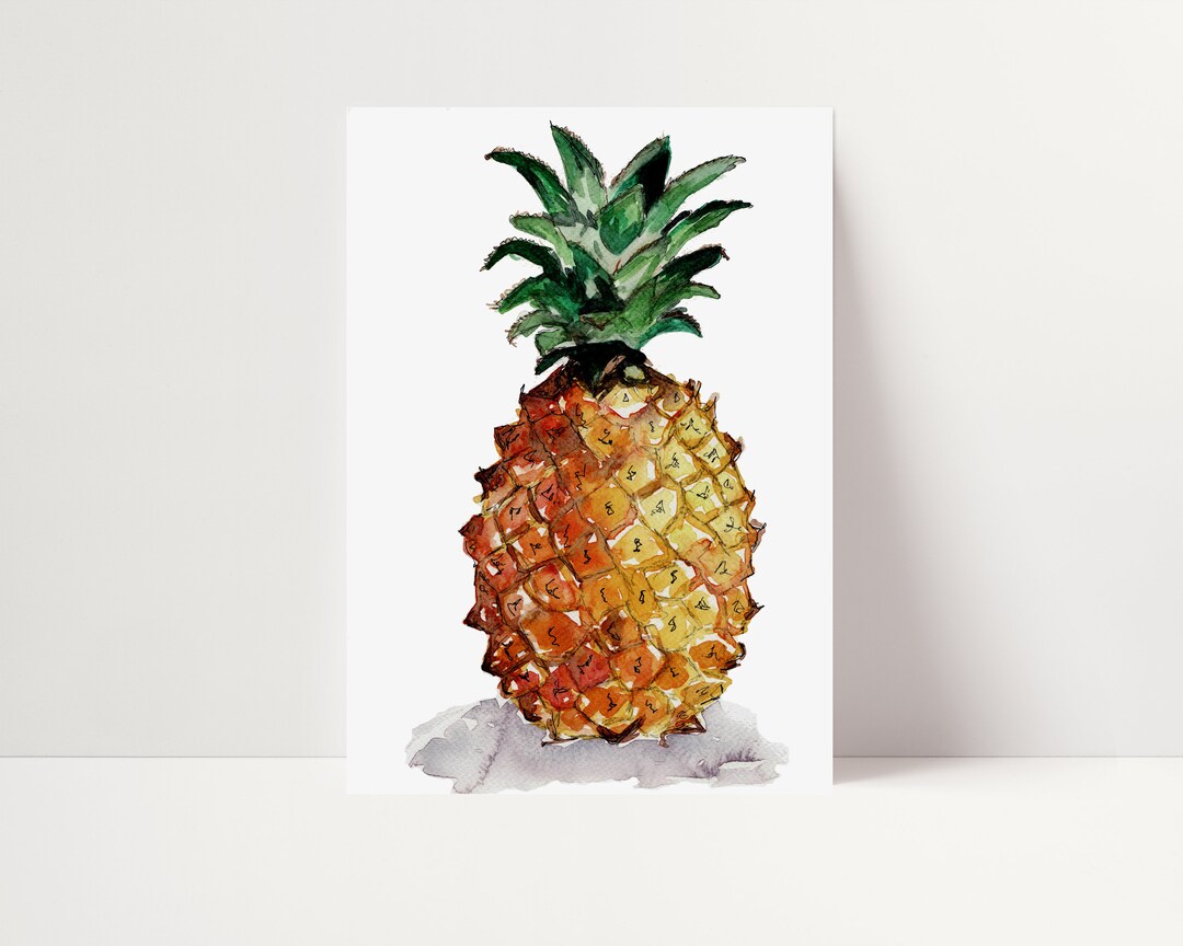 Impresión de arte de acuarela de piña - Etsy España