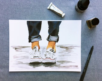 Converse sneakers watercolour print