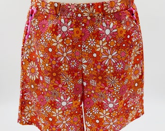 Kids shorts with pockets - sizes 000 to 6 - flower power - girls, baby, toddler, kids