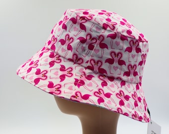 Sombrero de pescador reversible para bebé/niño - flamenco retro - 3 meses a 6 años