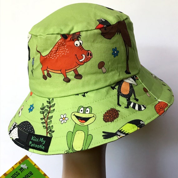Green Woodland Reversible Bucket Hat kids sizes 3 mths 6 Etsy