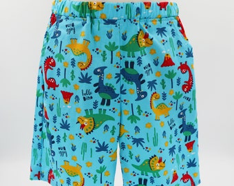 Kids shorts with pockets - sizes 000 to 6 - dinosaur - unisex baby, toddler, kids