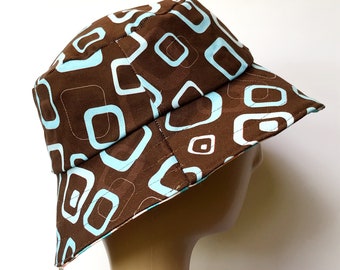 Reversible Bucket Hat - sizes 3 mths - 6 yrs, boys, baby, toddler, retro geometric print