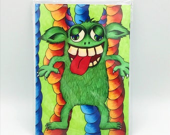 Kids birthday / greeting card - Once Upon a Twisted Tale character, monster