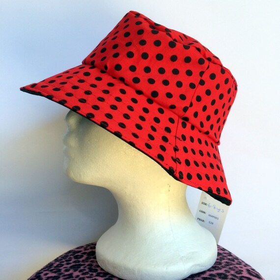 Reversible Bucket Hat - Retro Red Polka Dot - Girls Sizes 3 