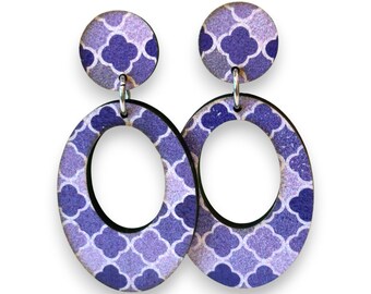 Pendientes/colgantes retro de madera - flower power, estilo años 60, geométricos