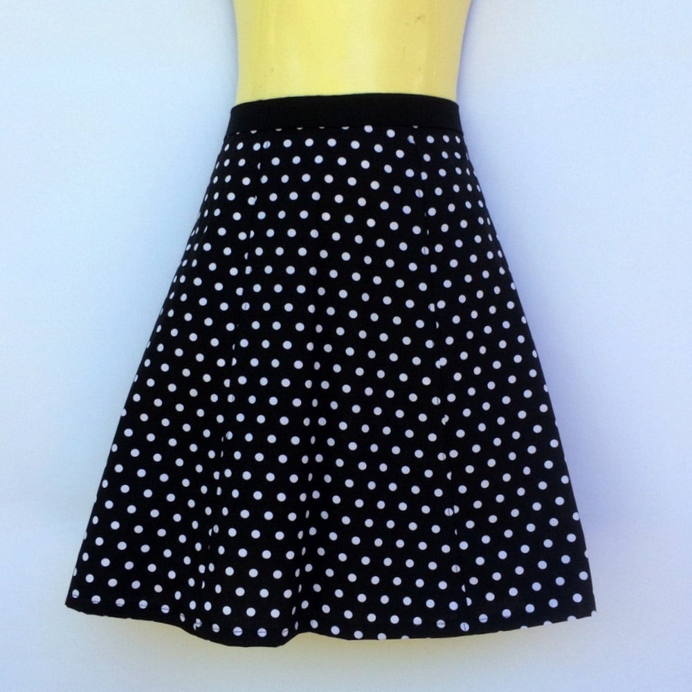 Retro Polka Dot A Line Skirt ladies sizes avail black | Etsy