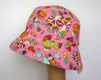 Baby / Kids Reversible Bucket Hat - mushrooms, sun hat