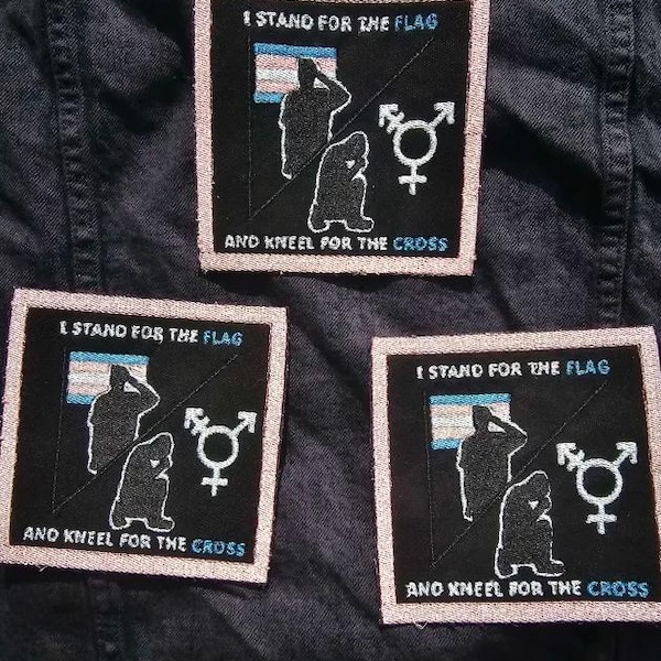 4.75" Stand and kneel trans pride patch (sew-on)