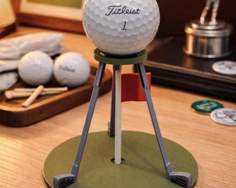 Expositor de pelotas de golf con minibandera: portatrofeos impreso en 3D para hoyos en uno y bolas coleccionables