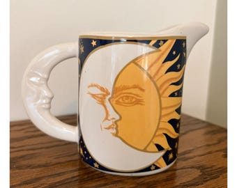 Vintage 1993 Vitromaster Galaxy Sun Moon Celestial Stoneware Creamer Pitcher