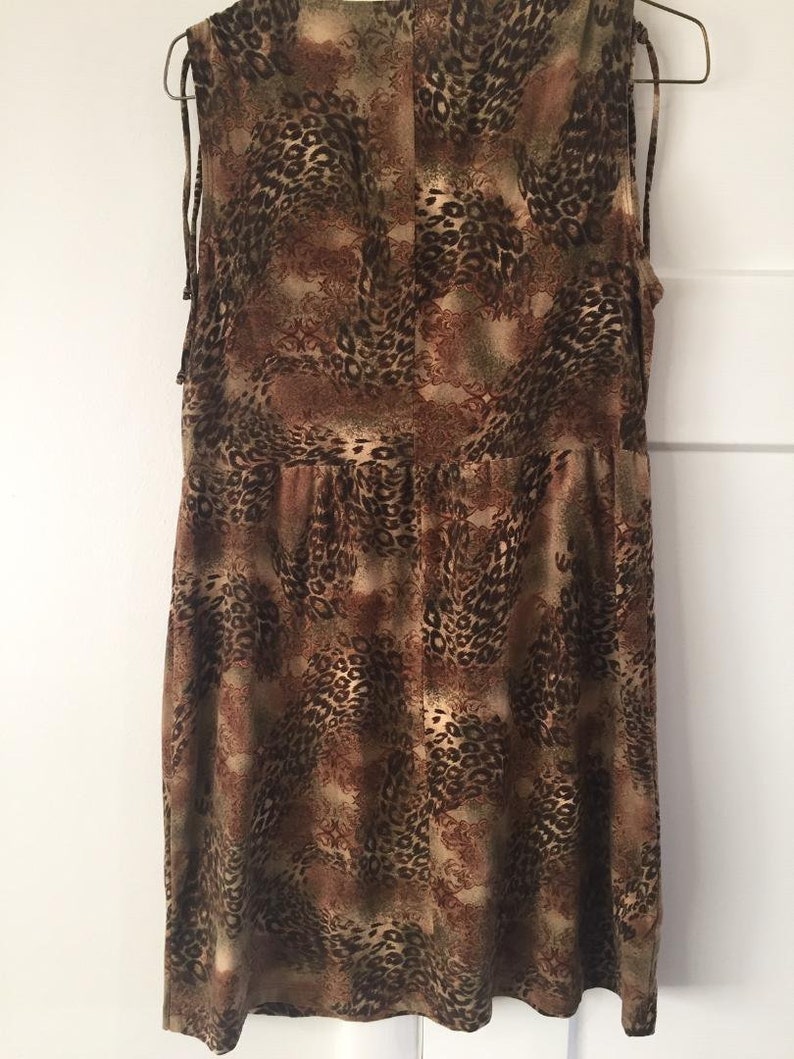 SM Vtg 80s LEOPARD Print Babydoll Dolly Boho Hippie Micro Mini Dress Tunic