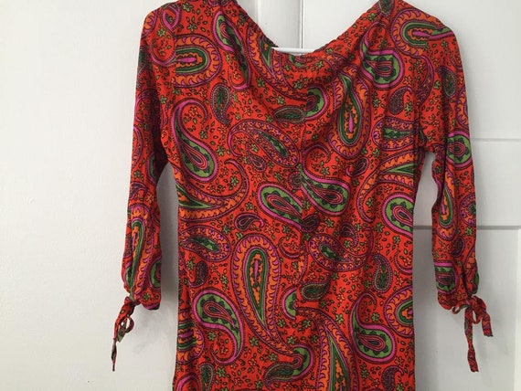 SM Vtg 60s 70s Orange Psychedelic Royal Miss PAIS… - image 9