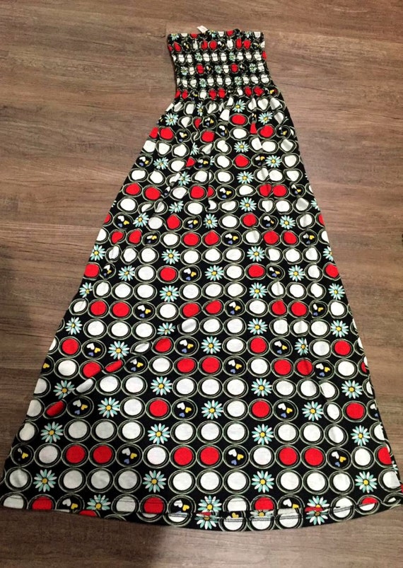 XS S Vtg 90s does 70s RED Black White Geometric C… - image 6