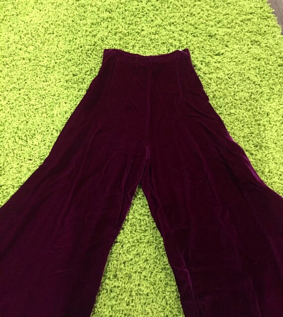 XS S Vtg 60s 70s Mod Rare PURPLE VELVET High Wais… - image 7