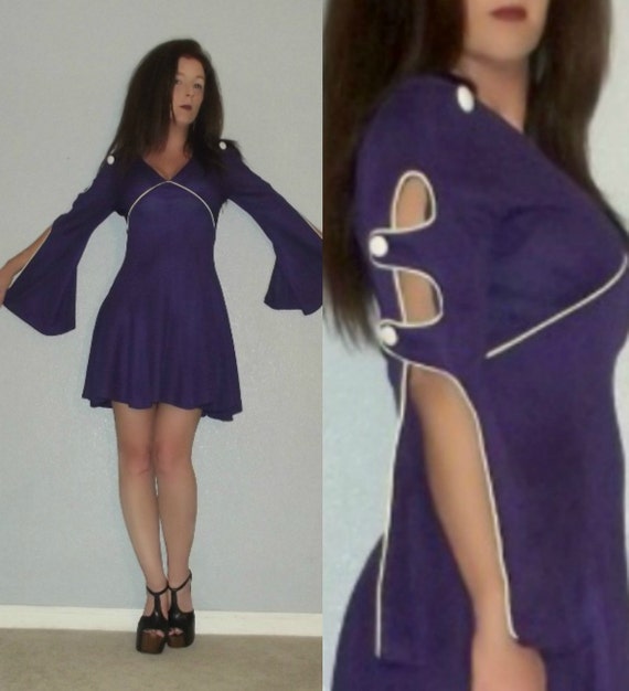 832 Mod XS S Vtg 60s 70s Purple Space Age Twiggy G