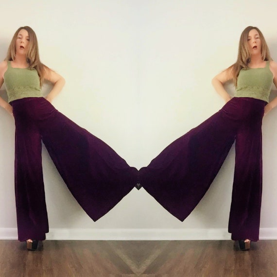 XS S Vtg 60s 70s Mod Rare PURPLE VELVET High Wais… - image 4