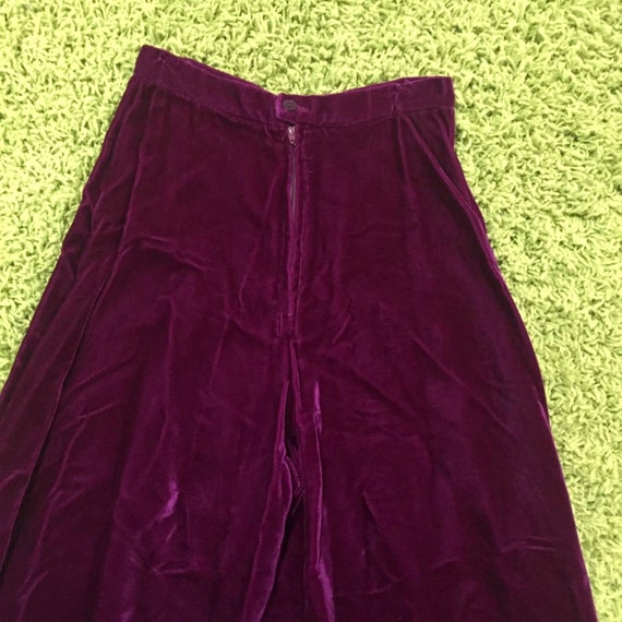 XS S Vtg 60s 70s Mod Rare PURPLE VELVET High Wais… - image 9