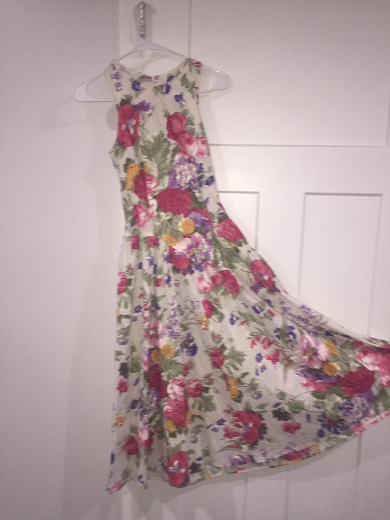 XS S Vtg 70s Betsy/'s Things Floral Print Sleeveless Racer Back Spring Day Sun Dress
