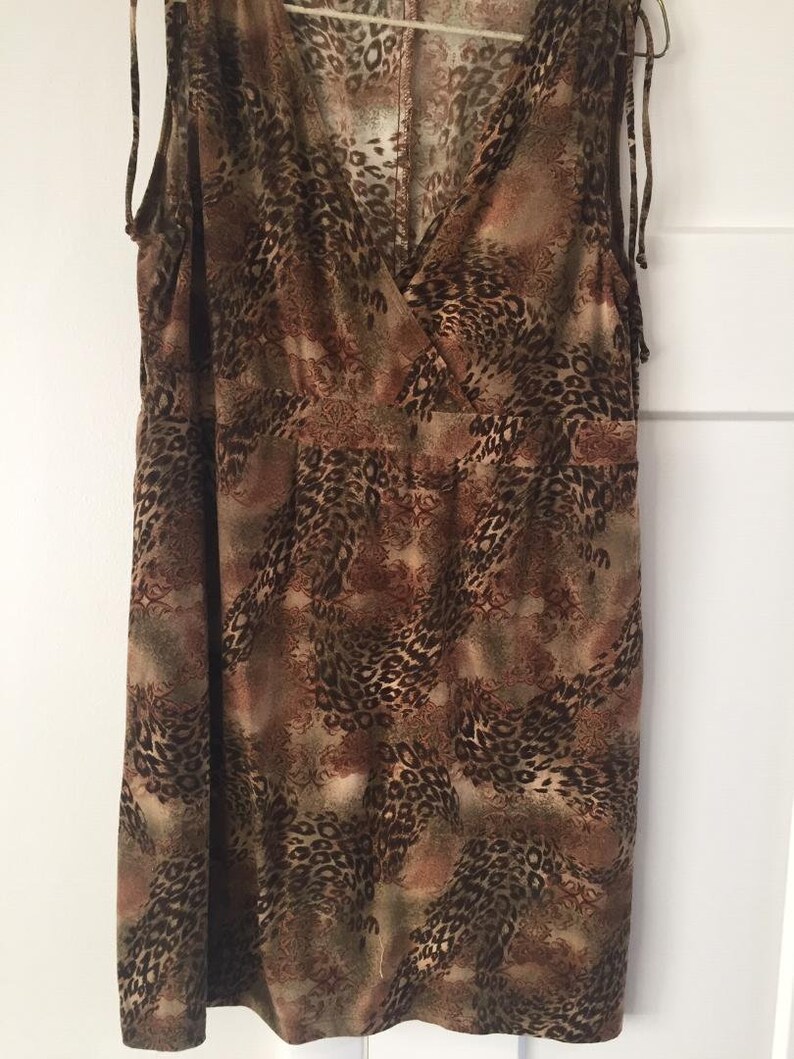 SM Vtg 80s LEOPARD Print Babydoll Dolly Boho Hippie Micro Mini Dress Tunic