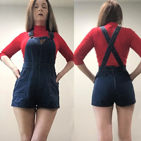 XS S Vtg 70s Denim Bib Front Hot Pants 