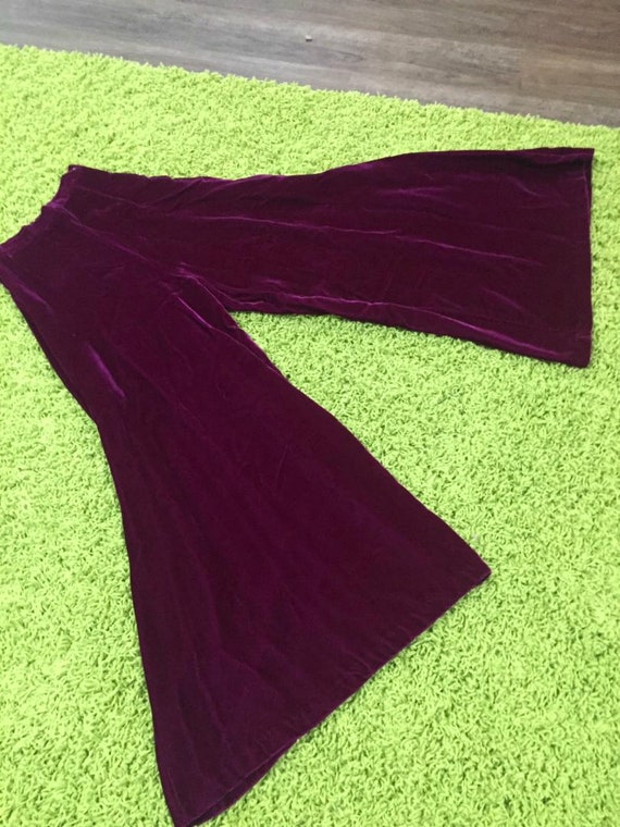 XS S Vtg 60s 70s Mod Rare PURPLE VELVET High Wais… - image 8